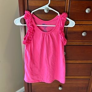 Old Navy sleeveless tank top, size girls large, size 10-12, bright pink, ruffles